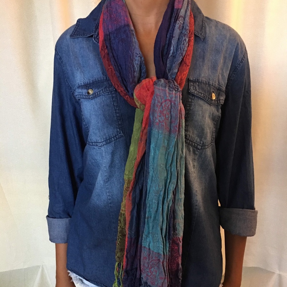 Multi-colored scarf.
